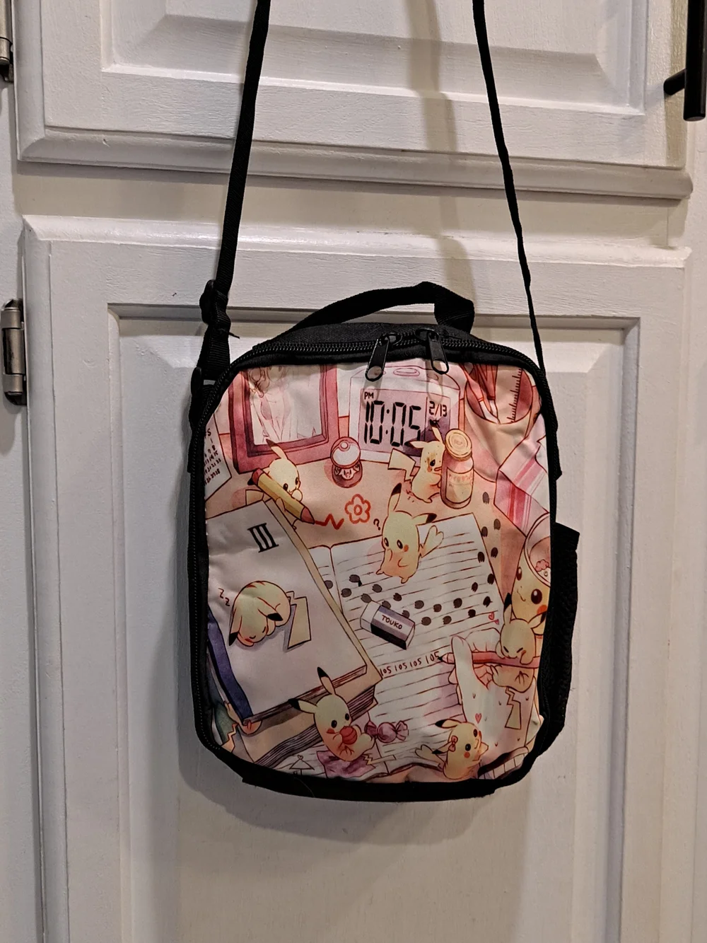 Pikachu Touko Pokemon Print Insulated Crossbody Bag Pink Yellow Slice Of Life